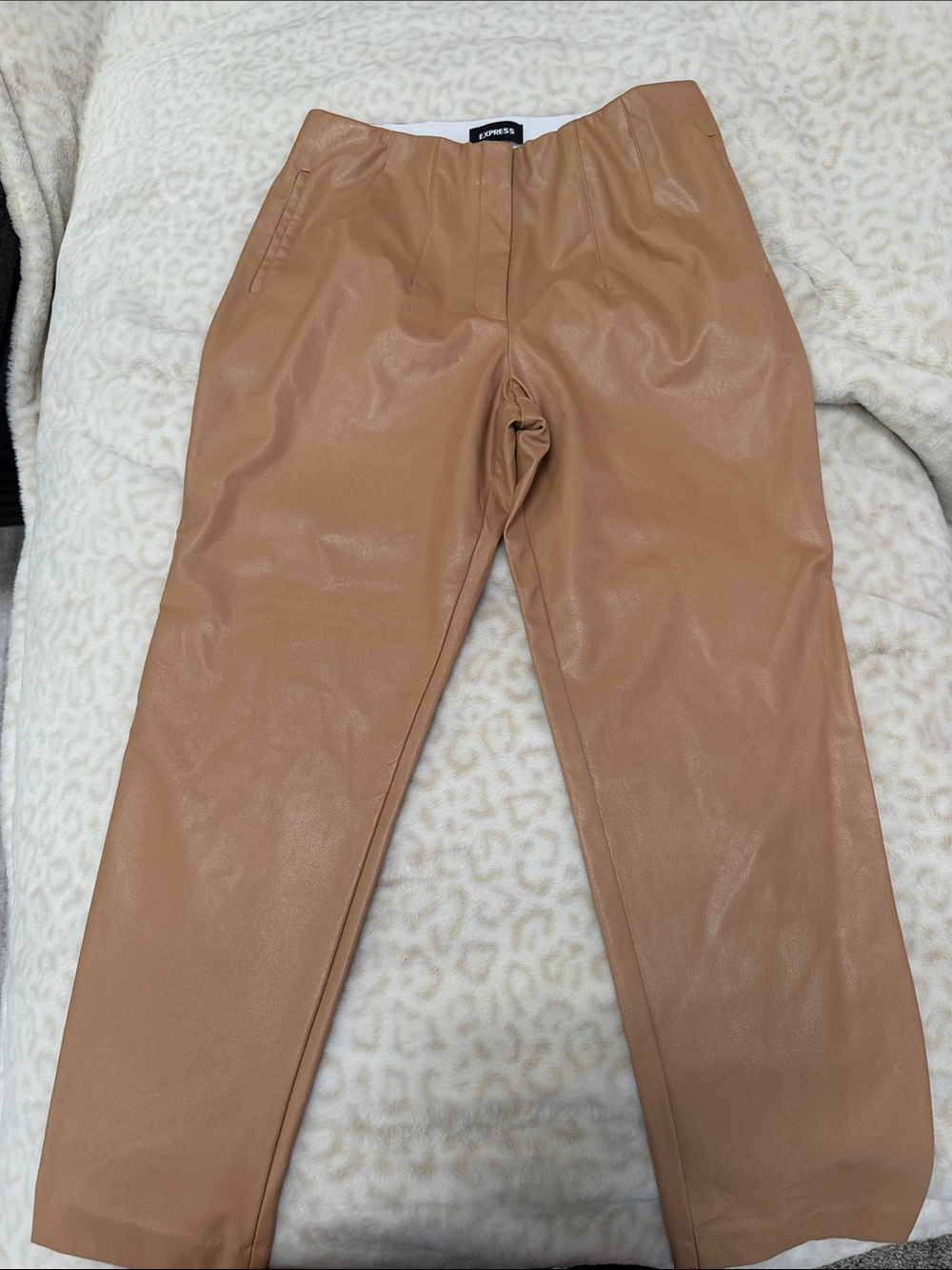Express Women’s Faux Leather Chinos - Camel Brown